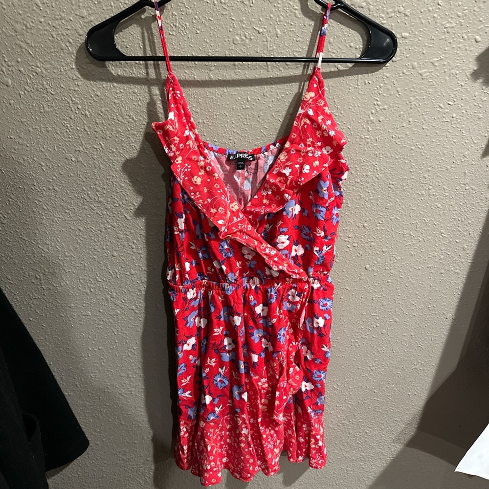 Express Red Floral Mini Dress